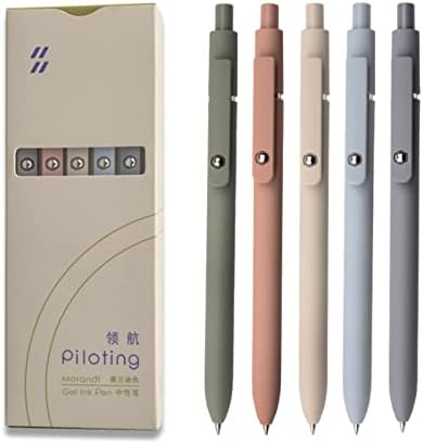 5 Morandi Gel Pens, Fine Point Black Ink, Smooth Writing – Ideal for Journaling and Note Taking