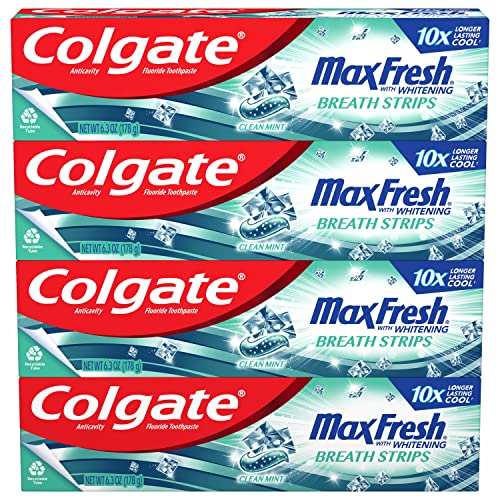 Colgate Max Fresh Whitening Toothpaste with Mini Strips – Pack of 4