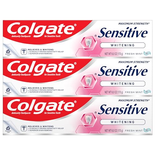 Colgate Whitening Toothpaste for Sensitive Teeth – 6 Oz (Pack of 3)