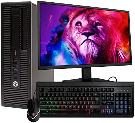 HP ProDesk 600G1 SFF Desktop Computer | Quad Core i5 CPU | 8GB RAM | 500GB HDD | Windows 10 Pro | 24in Monitor | RGB Mouse + Keyboard (Renewed)