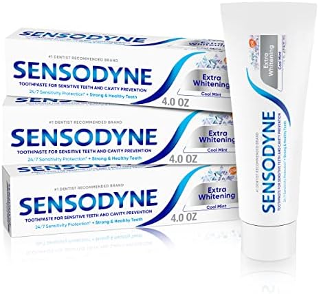 Sensodyne Extra Whitening Toothpaste – Cool Mint 4oz, Pack of 3