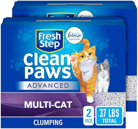 Fresh Step Clumping Cat Litter, Clean Paws Multi-Cat, 37 Pounds (2 Pack)