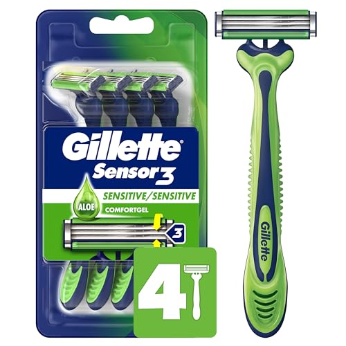 Gillette Sensor3 Sensitive Men’s Disposable Razors – Pack of 4