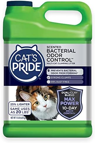 Max Power Cat’s Pride: 10-Day Bacterial Odor Control, Strong Clumping, 99% Dust Free, Scented, 15lb