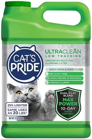 Max Power Ultra-Clean Multi-Cat Clumping Litter – Keeps Home Clean for 10 Days – 99% Dust Free – Unscented, 15 lbs