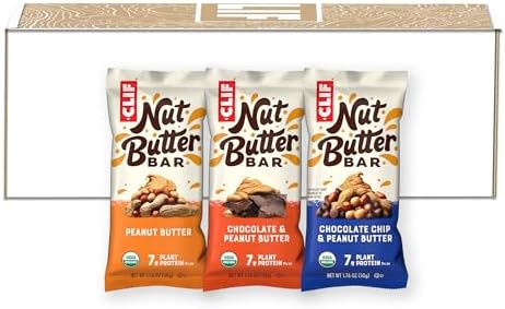 Organic Peanut Butter Filled Energy Bar Variety Pack (12 Count) – Non-GMO – Plant-Based – Low Glycemic