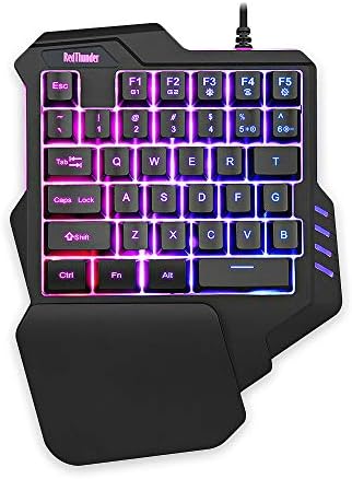 RedThunder One Handed Gaming Keyboard – RGB Backlit, 35 Keys, Portable & Ergonomic