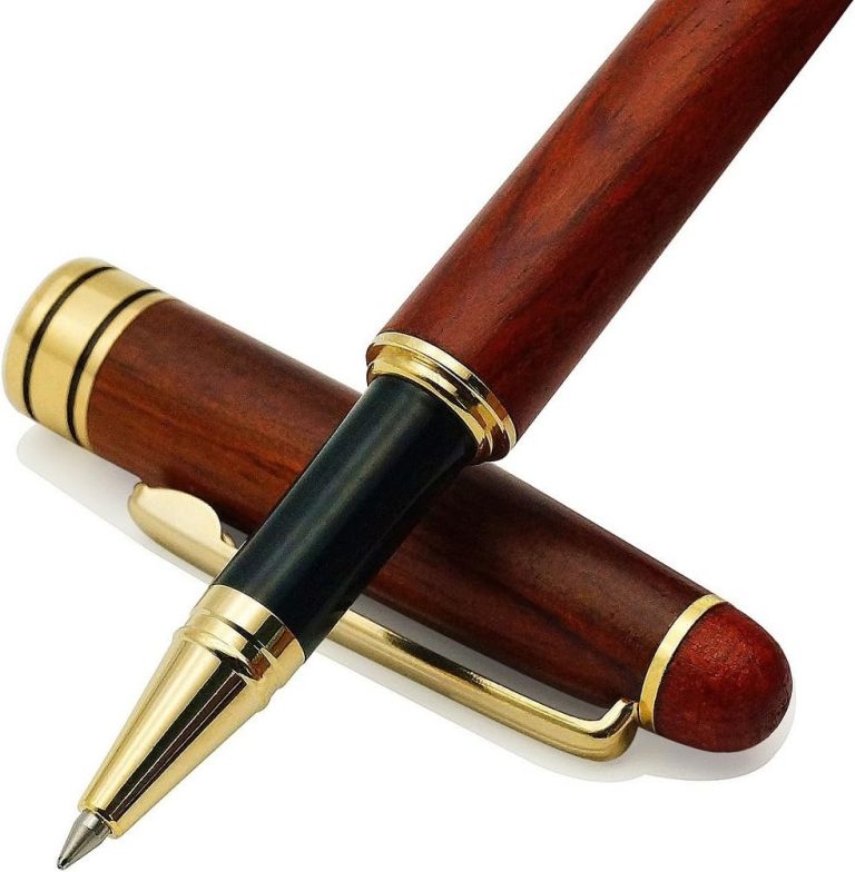 Rosewood Ballpoint Pen Set with Extra Black Ink Refills – Perfect Gift for Executives