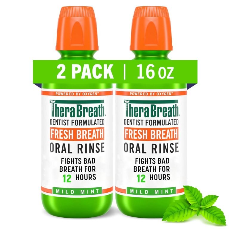TheraBreath Fresh Breath Mouthwash: Mild Mint, Alcohol-Free (2 x 16 Fl Oz)