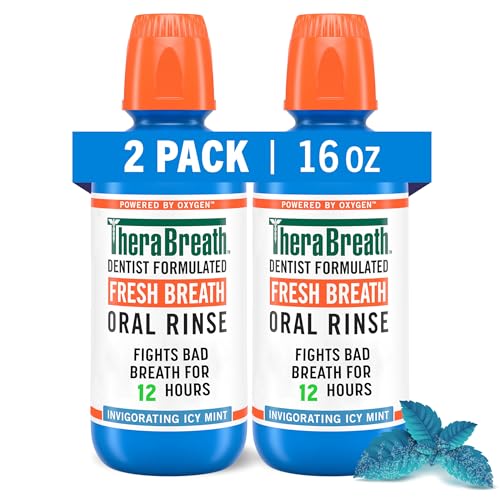 TheraBreath Icy Mint Mouthwash – Alcohol-Free 16 Fl Oz (Pack of 2)