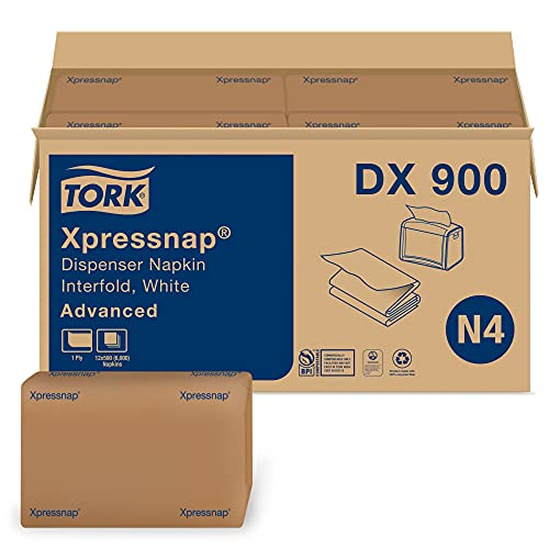 Tork Xpressnap White Napkin Dispenser N4, 1-ply, 13″ x 8.5″, 12 x 500 napkins, DX900